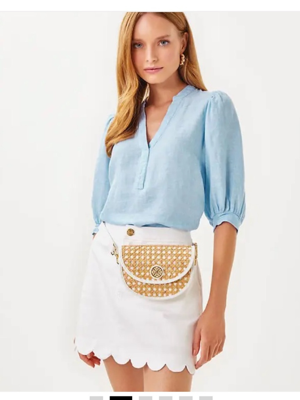 Lilly Pulitzer White & Tan Camille Cane Belt & Crossbody Bag - Picture 6 of 11
